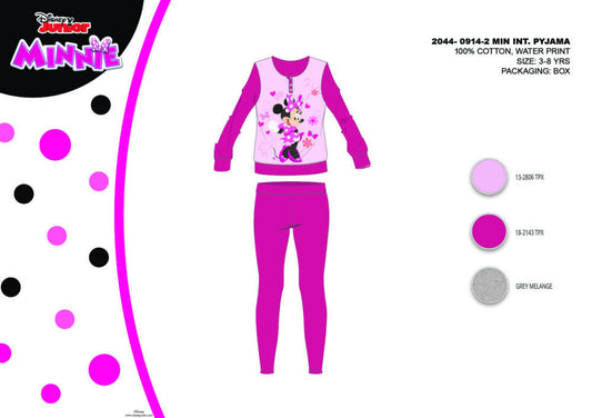 Téli pamut interlock gyerek pizsama - Disney Minnie egér - pink - 134-0